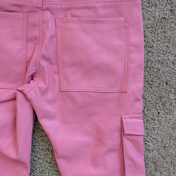 Valabasas Pink Stacked Banjo Rose Faux Leather Flare Jeans Size 32 - Picture 11 of 15